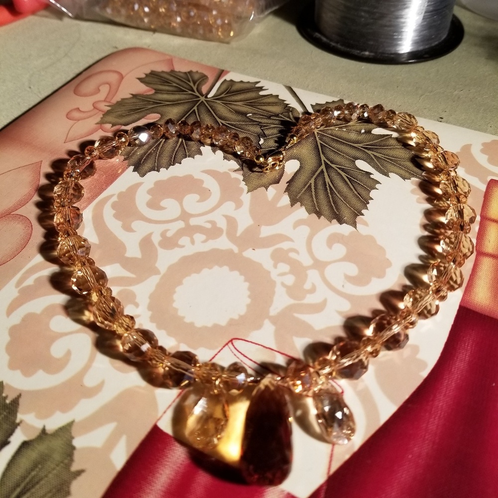 #0228 Brazilian Citrine and Crystal Necklace - Picture 4 of 7